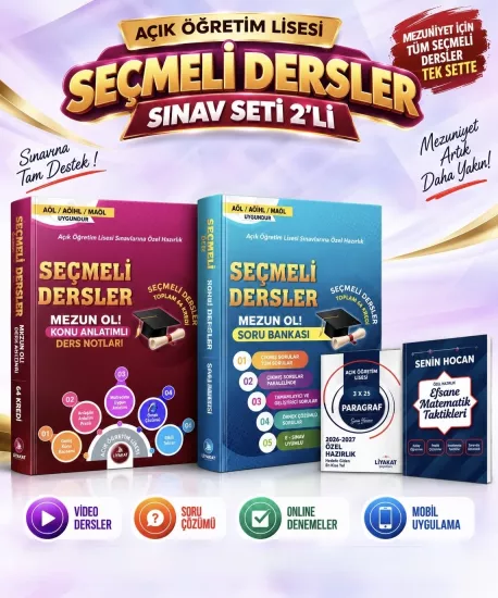Seçmeli Dersler 2’li Efsane AÖL Sınav Seti - Seçmeli Dersler Konu Anlatımlı Ders Notları ve Soru Bankası - Açık Öğretim Lisesi Sınavlarına Özel Hazırlık - Mezun OL